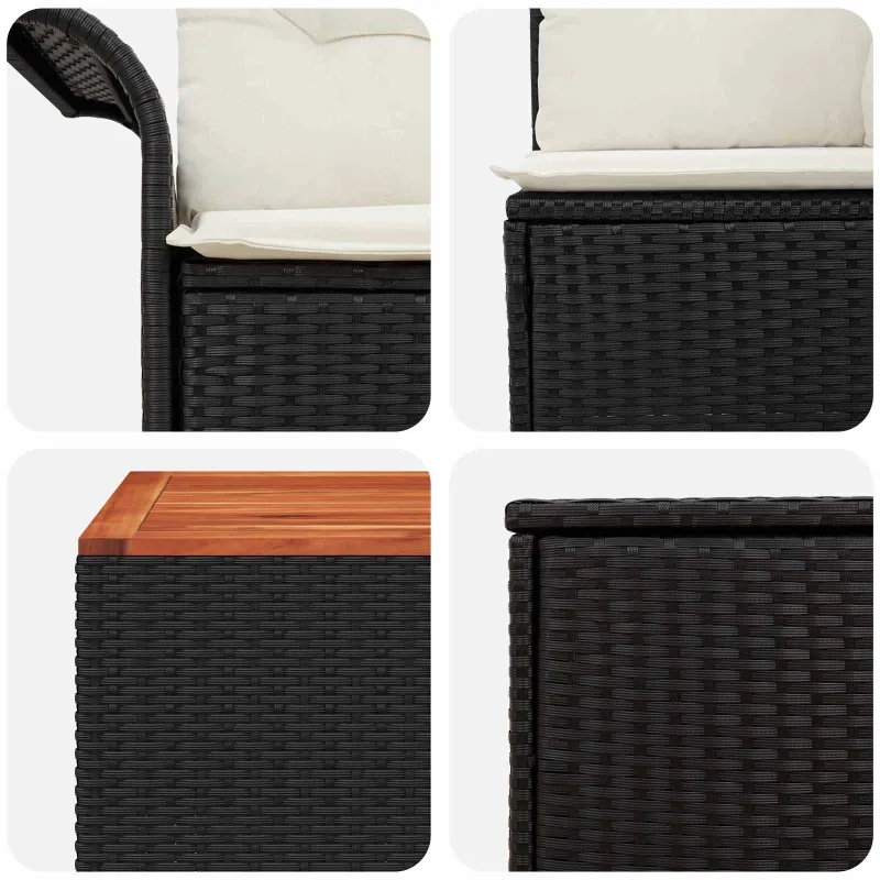 Sofos komplektas 6 pcs 4-Vietų skaičius Juoda ir kreminė balta