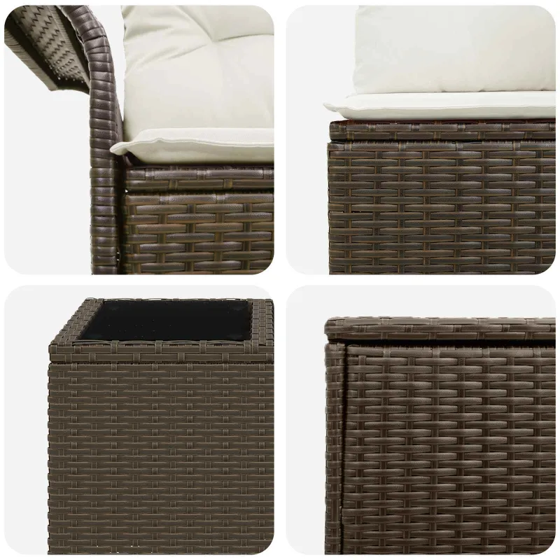 Sofos komplektas 6 pcs 4-Vietų skaičius Ruda ir Kremavimo Balta