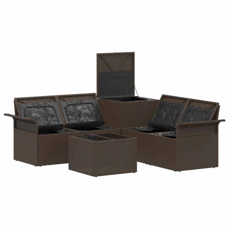 Sofos komplektas 6 pcs 4-Vietų skaičius Ruda ir raudona