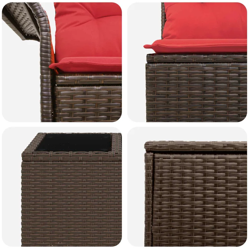 Sofos komplektas 6 pcs 4-Vietų skaičius Ruda ir raudona