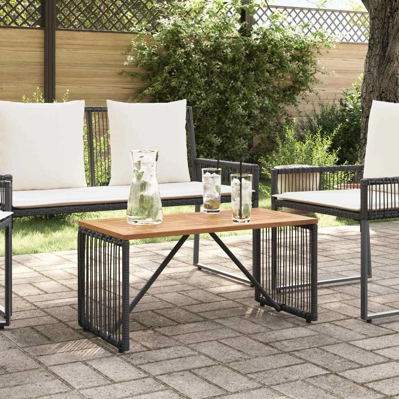 Lauko pöytä Musta ja Ruskea 80 x 40 x 40 cm polyrattanuoli