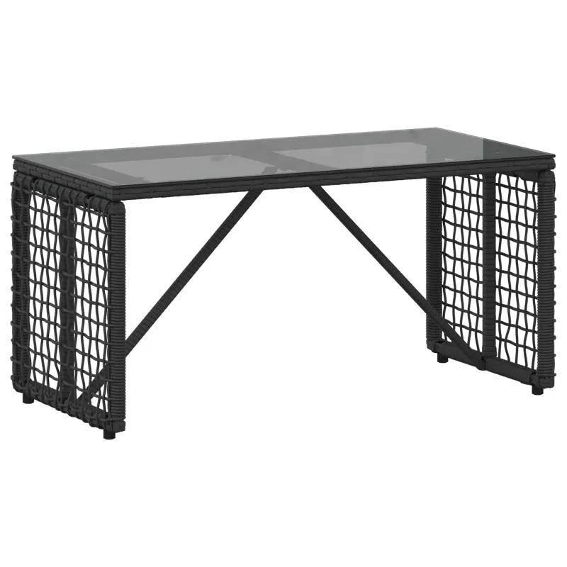 Ulkotason pöytä Musta 80 x 40 x 40 cm PE Rattan ja Lasia