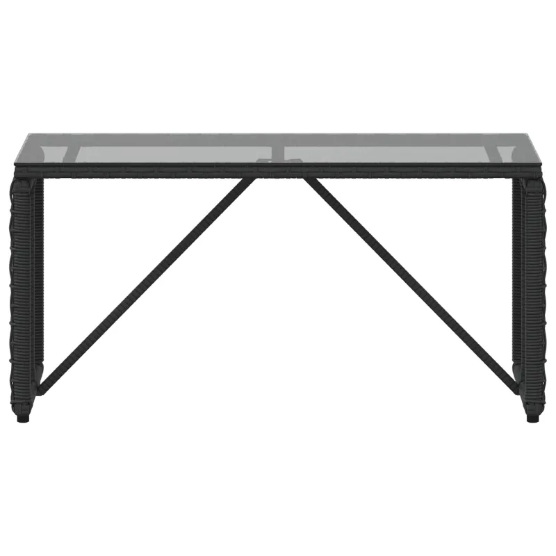 Ulkotason pöytä Musta 80 x 40 x 40 cm PE Rattan ja Lasia