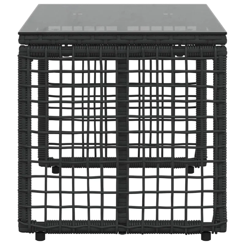 Ulkotason pöytä Musta 80 x 40 x 40 cm PE Rattan ja Lasia