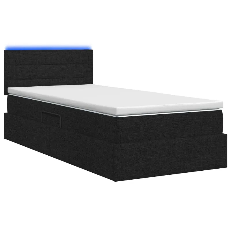 LED saugojimo lova su čiužiniu Juoda 90 x 200 cm Audinys