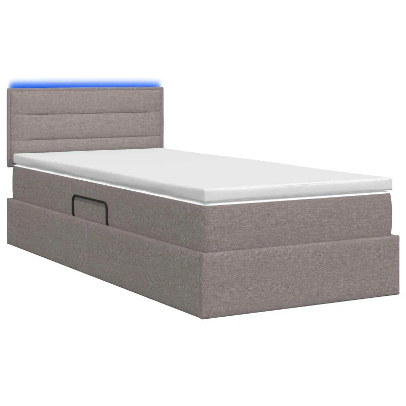 LED saugojimo lova su čiužiniu Taupe 90 x 200 cm Audinys