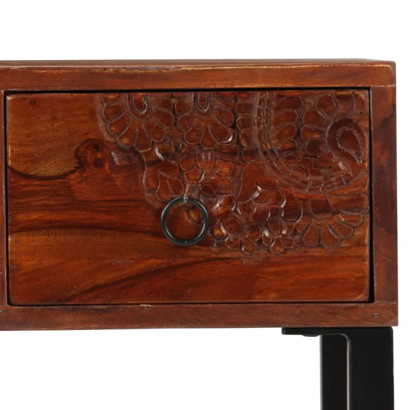 Rašomasis stalas, rausv. dalb. med. ir tikra oda, 117x50x76cm
