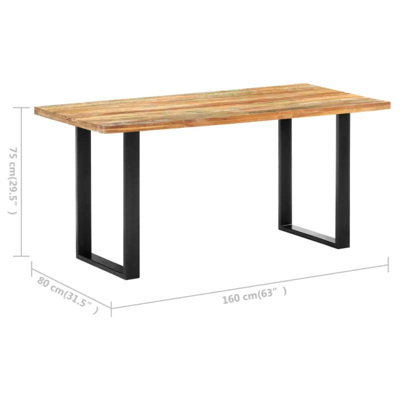 Valgomojo stalas, 160x80x75cm, perdirbtos medienos masyvas