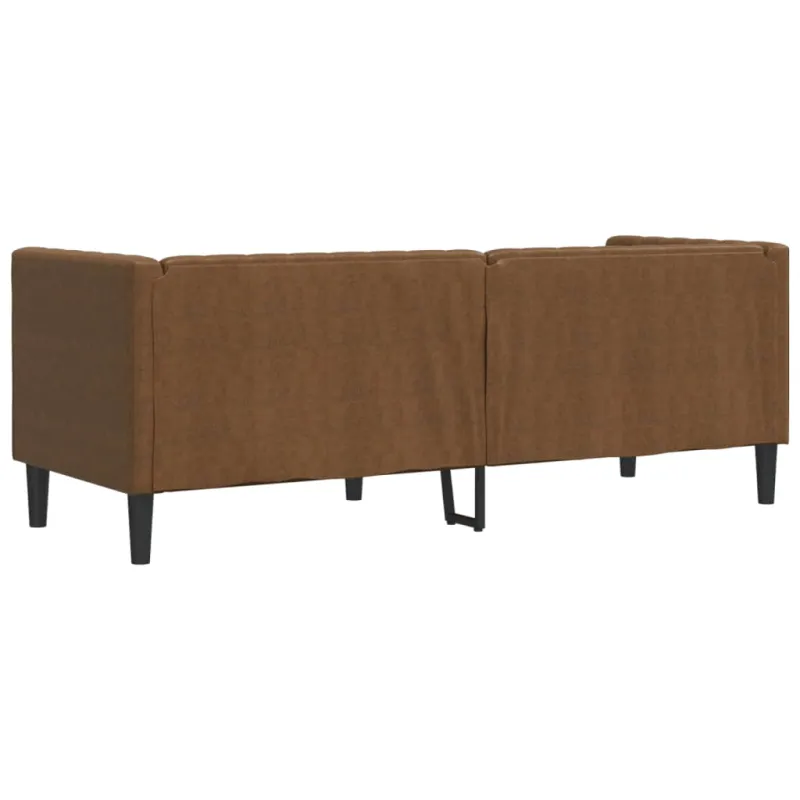 Trivietė chesterfield sofa, rudos spalvos, dirbtinė versta oda