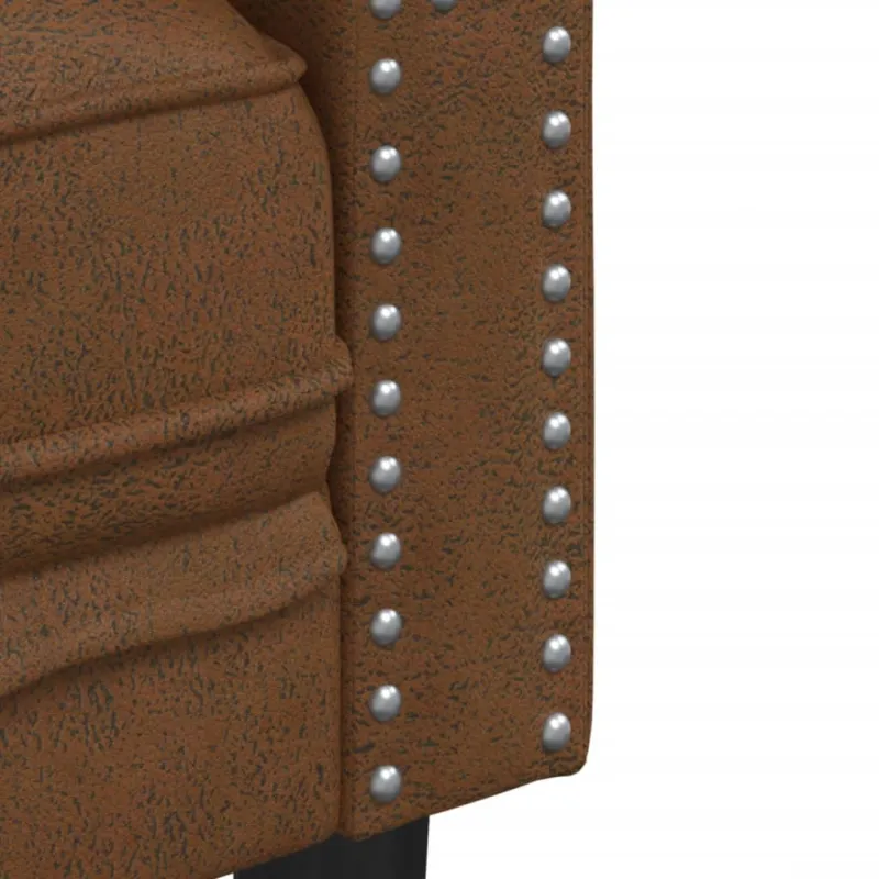 Trivietė chesterfield sofa, rudos spalvos, dirbtinė versta oda