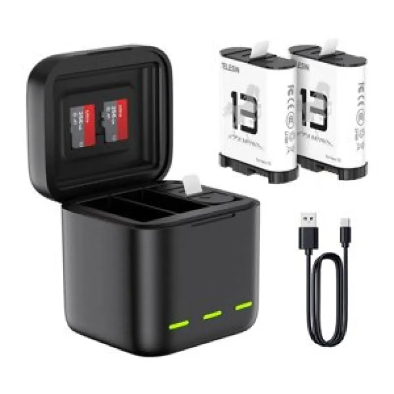 Three-channel battery charger for GoPro Hero 13 Black Telesin (S0-BCG-10-TGP) universal