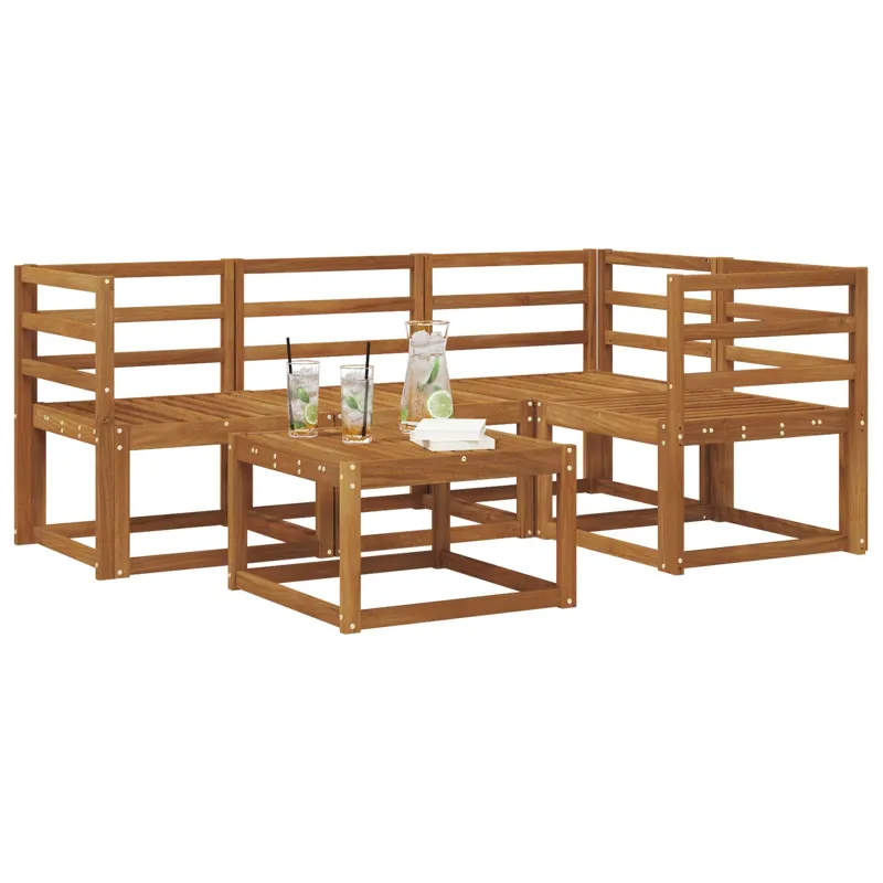 Lauko sofos komplektas 5 pcs Natūrali Kietos akacijos mediena