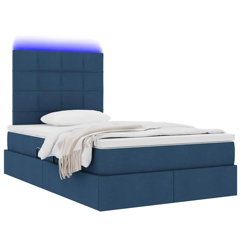 LED saugojimo lova su čiužiniu Mėlyna 120 x 190 cm Audinys