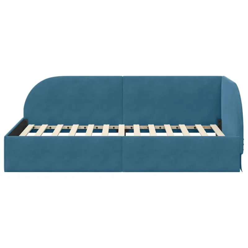 Kampinė lovos konstrukcija Mėlyna 90 cm x 200 cm Aksomas