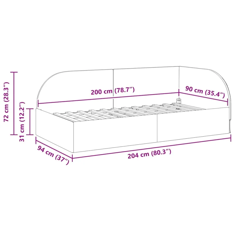Kampinė lovos konstrukcija Mėlyna 90 cm x 200 cm Aksomas