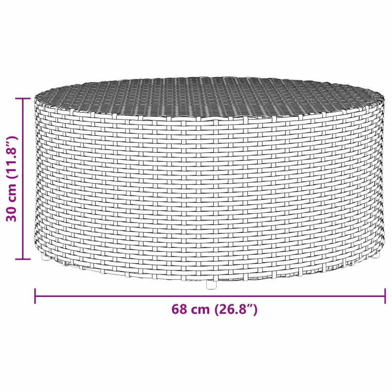 Lauko kahvikalusto Pilkullinen Ø 68 x 30 cm polyrattanu