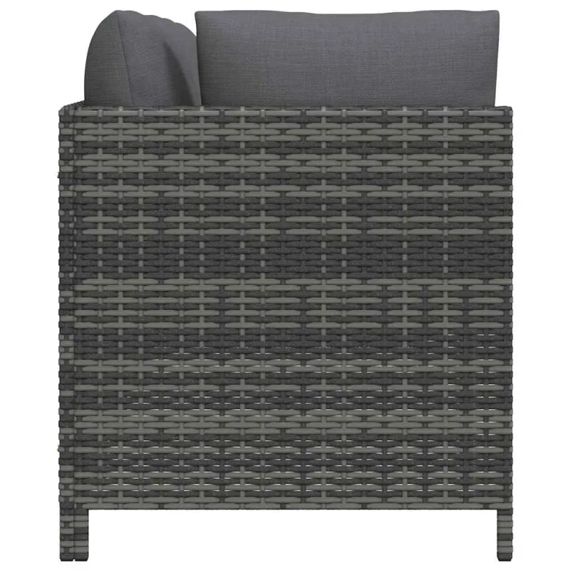 Keturvietė sodo sofa su pagalvėlėmis, pilka, poliratanas