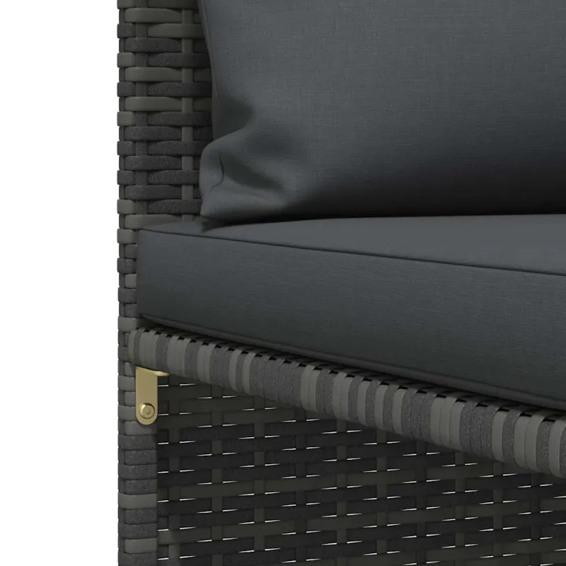Keturvietė sodo sofa su pagalvėlėmis, pilka, poliratanas
