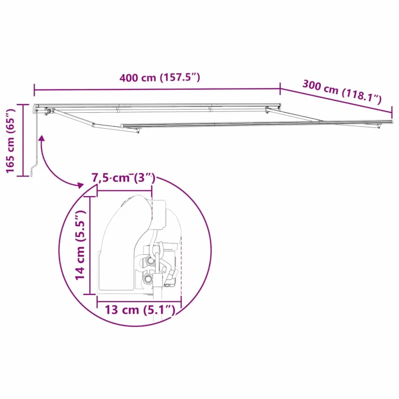 Ištraukiama markizė Raudona ir balta 400 × 350 cm