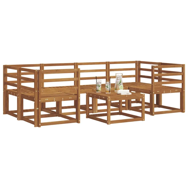 Lauko sofos komplektas 7 pcs Natūrali Kietos akacijos mediena