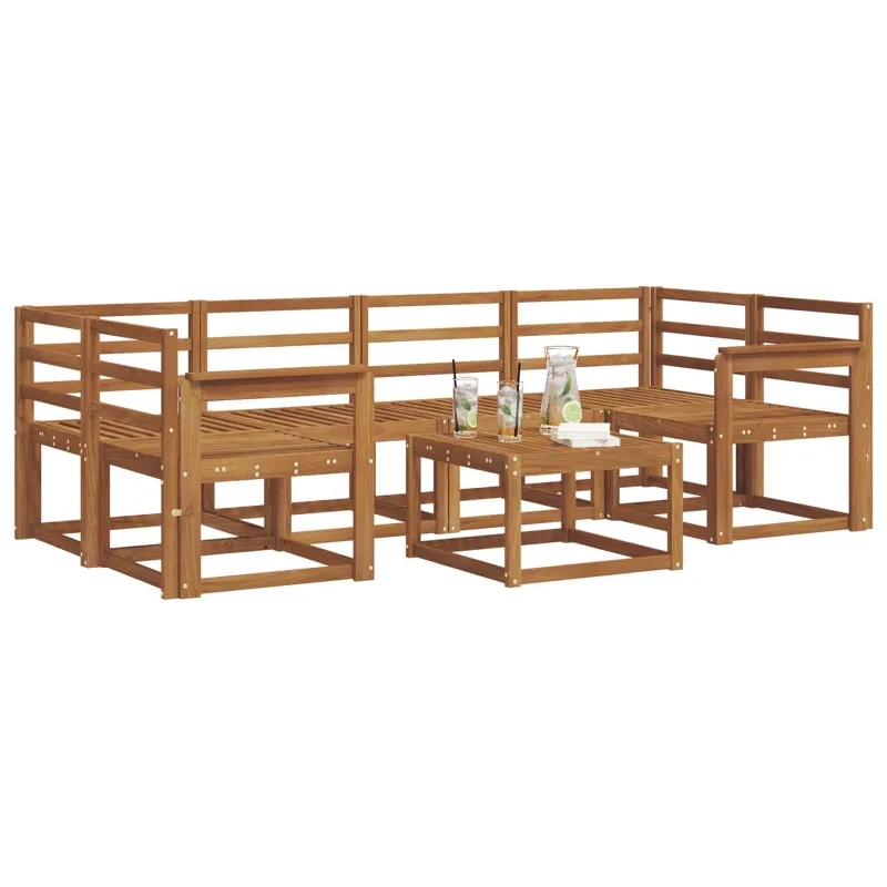 Lauko sofos komplektas 7 pcs Natūrali Kietos akacijos mediena