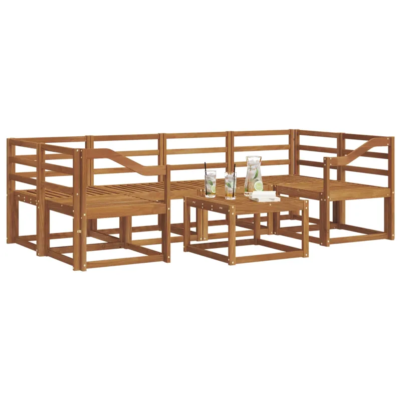 Lauko sofos komplektas 7 pcs Natūrali Kietos akacijos mediena