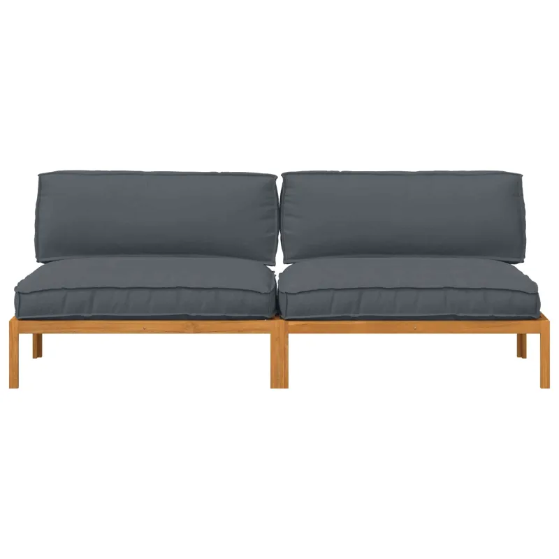 Sofos komplektas 2 pcs Antracitas Kietos akacijos mediena