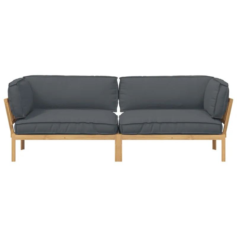 Sofos komplektas 2 pcs Antracitas Kietos akacijos mediena