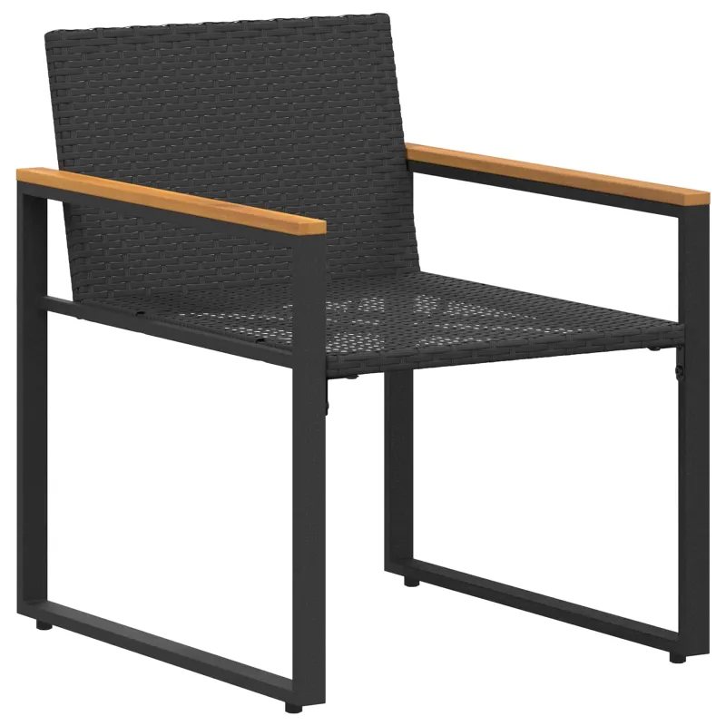 Möbelsetti 3 osaa, musta ja kermaisen valkoinen, Rattan