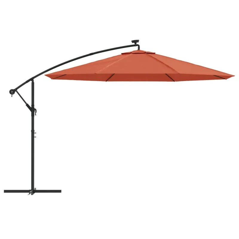 Gembinis sodo skėtis nuo saulės su LED, terakota spalvos, 350cm
