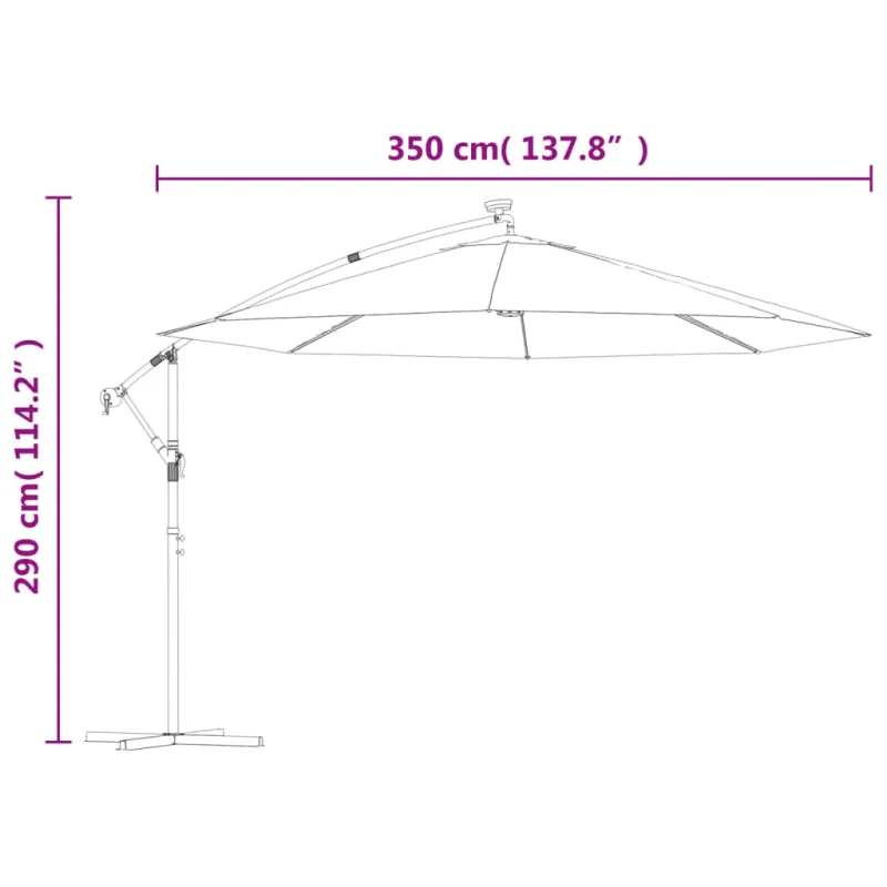 Gembinis sodo skėtis nuo saulės su LED, terakota spalvos, 350cm
