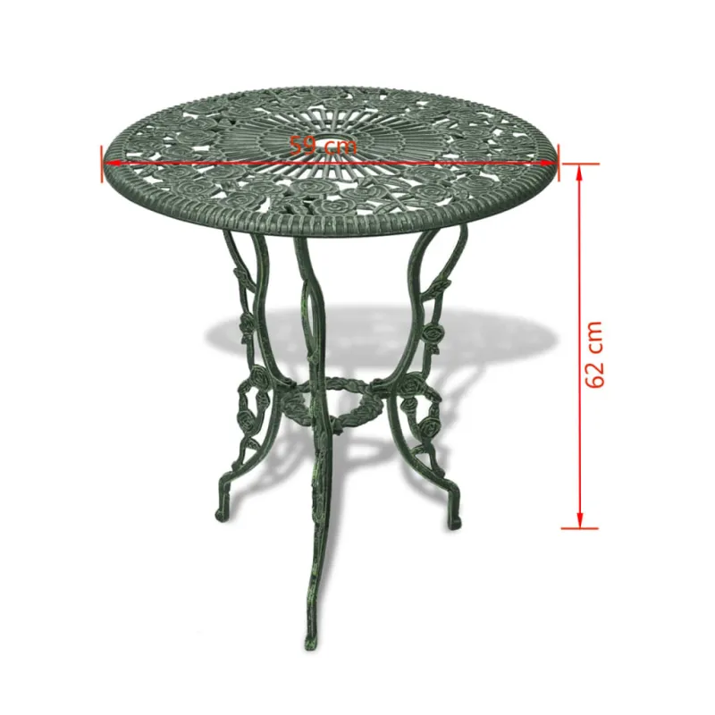 Bistrokalustekokoonpano, 3D, alumiinia, vihreä