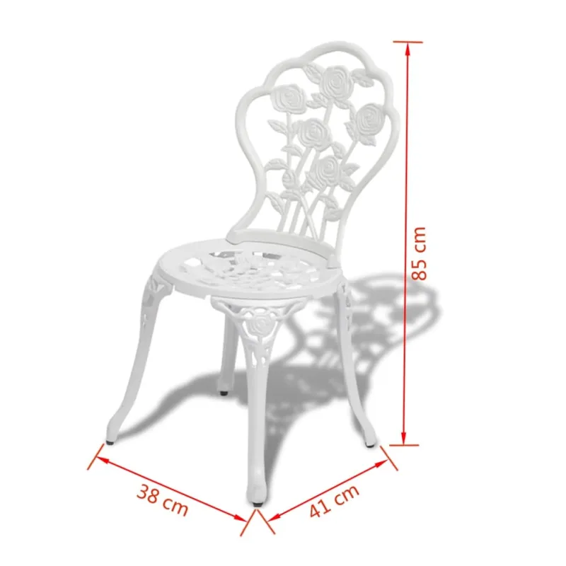 Bistrokalustekoko, 3D, alumiiniinia, valkoinen