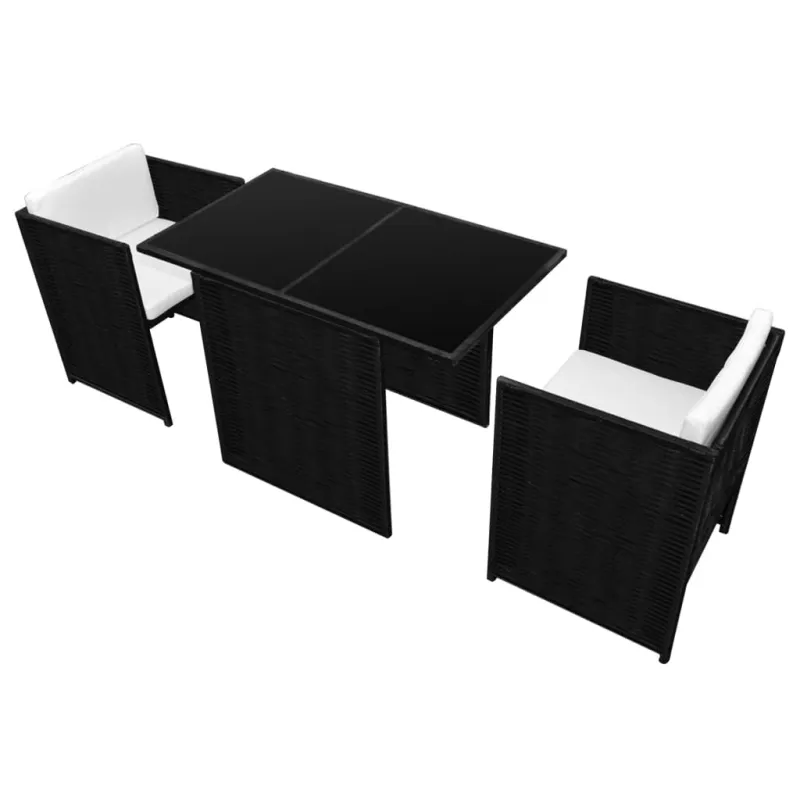 Bistrokalustesarja pehmusteilla, 3D, musta, poliratka.