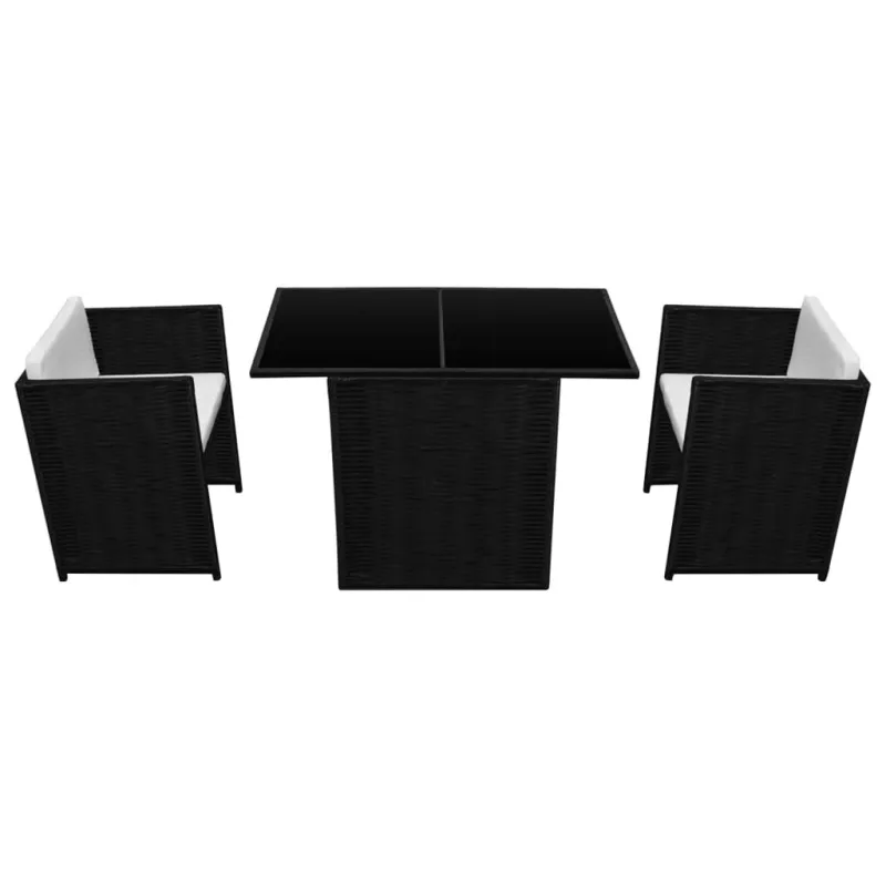 Bistrokalustesarja pehmusteilla, 3D, musta, poliratka.