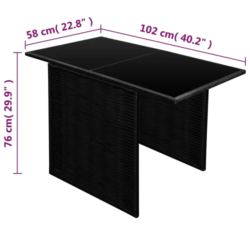 Bistrokalustesarja pehmusteilla, 3D, musta, poliratka.