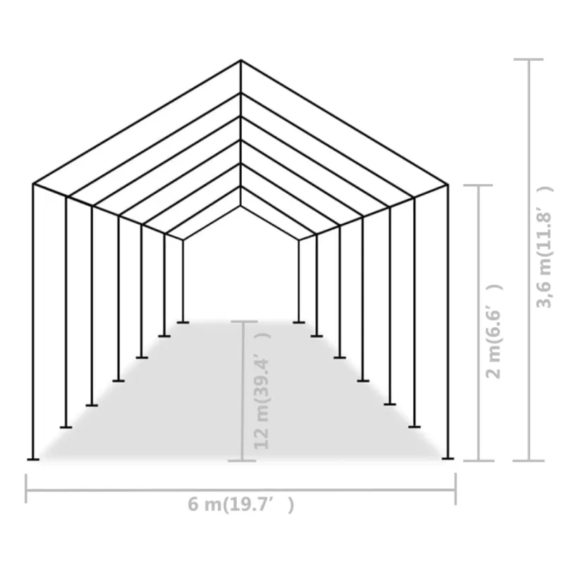 Proginė palapinė, PE, 6x12m, pilka
