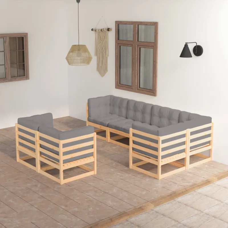 Sodo komplektas su pagalvėlėmis, 7 dalių, pušies masyvas