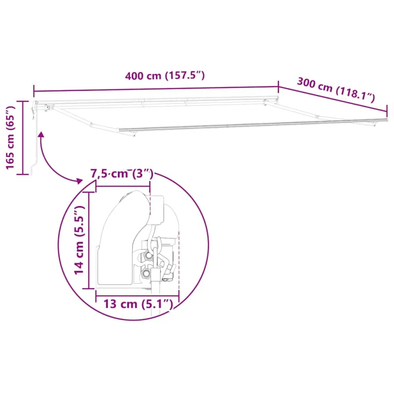 Ištraukiama markizė Raudona ir balta 400 × 300 cm