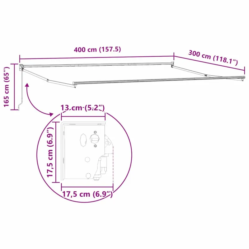 Ištraukiama markizė Raudona ir balta 400 × 300 cm