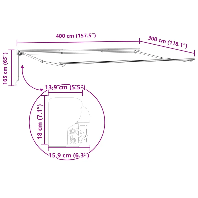 Markizės rėmas Raudona ir balta 400 × 300 cm