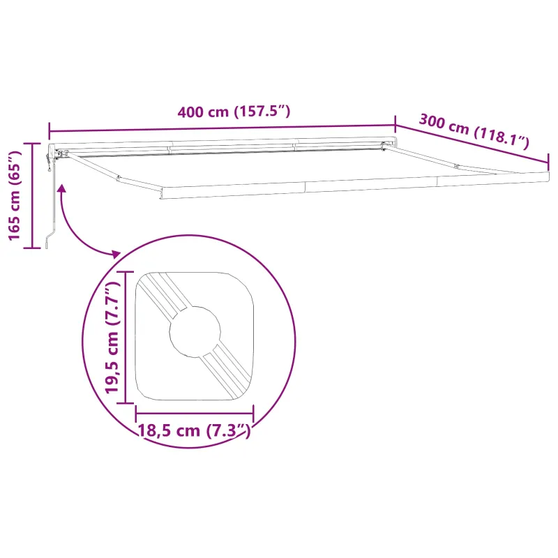 Ištraukiama markizė Raudona ir balta 400 × 300 cm