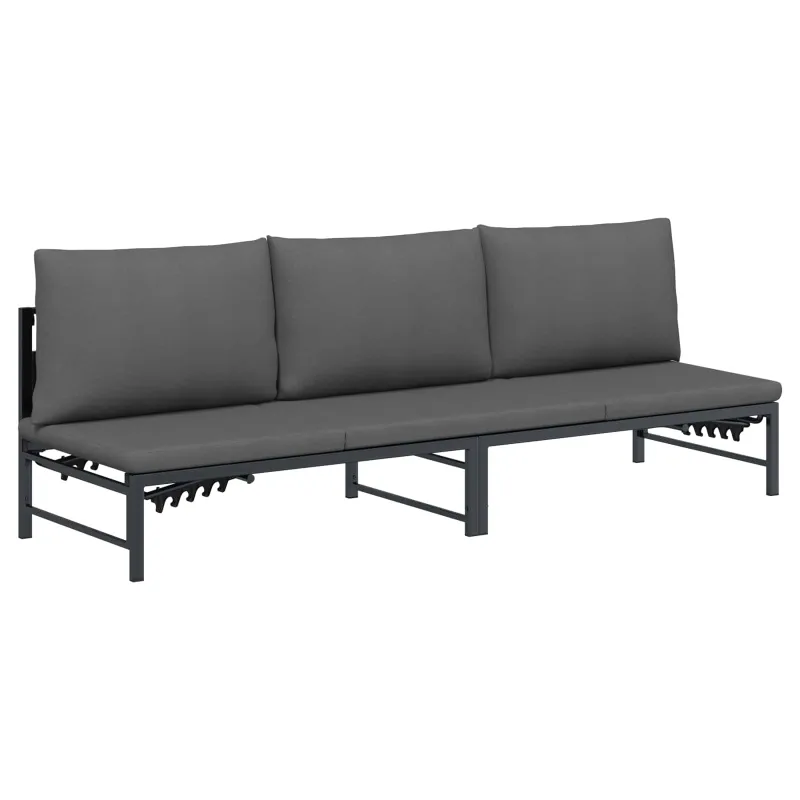 3 asmenų saulės gultas Juodas 200 x 62 x 59,5 cm Tekstilenas