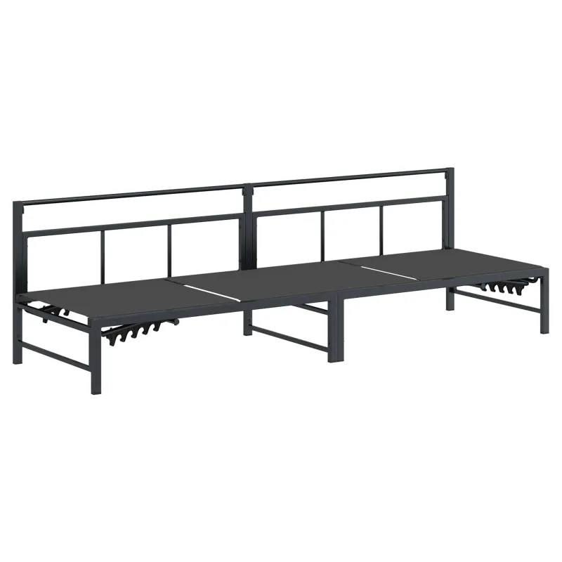 3 asmenų saulės gultas Juodas 200 x 62 x 59,5 cm Tekstilenas