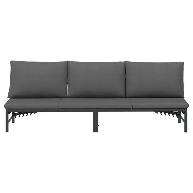 3 asmenų saulės gultas Juodas 200 x 62 x 59,5 cm Tekstilenas