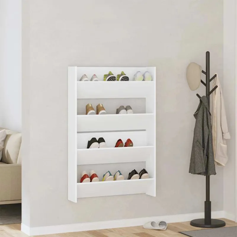 Sieninės spintelės batams, 2vnt., baltos, 80x18x60cm, MDP