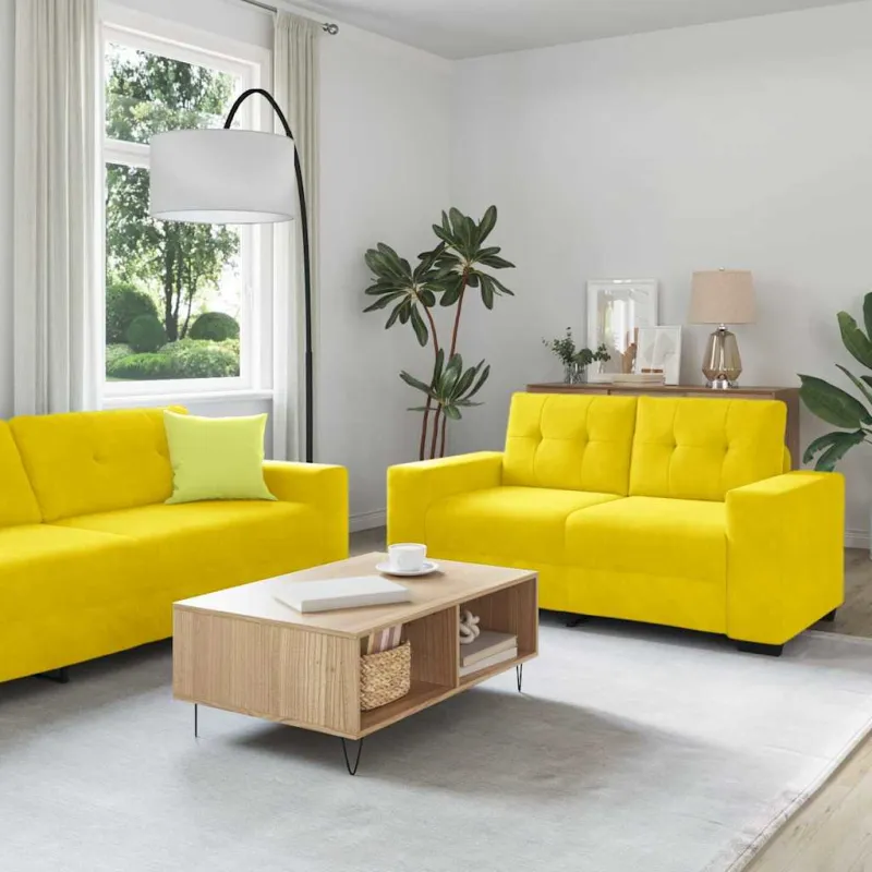 Sofos komplektas 3 pcs Geltona 221 x 80 x 80 cm Aksomas