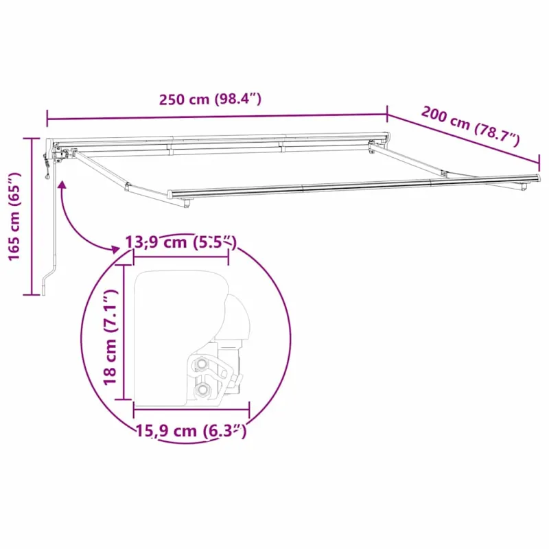 Markizės rėmas Raudona ir balta 250 x 200 cm