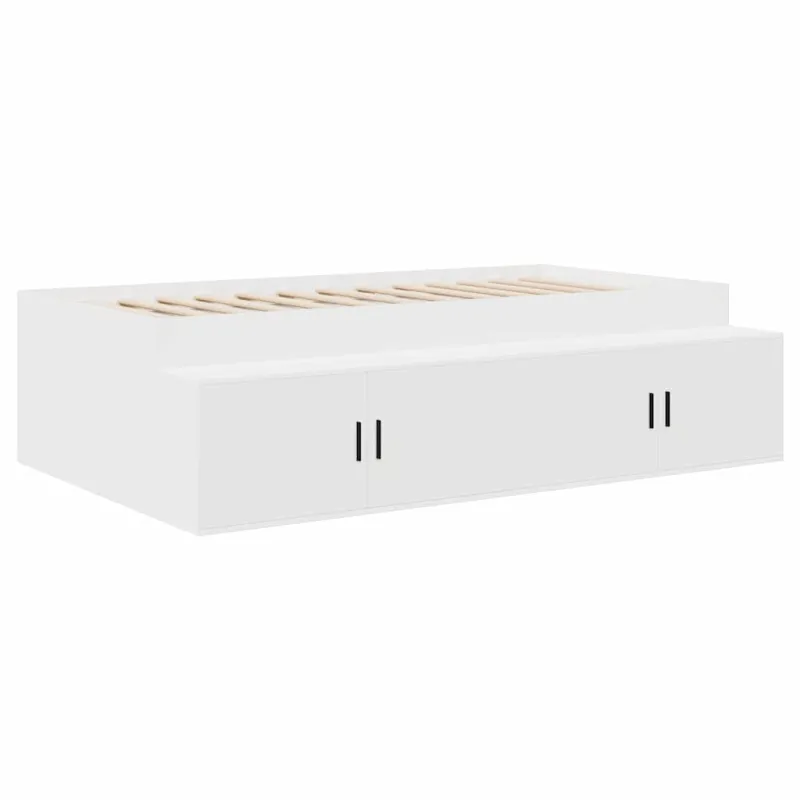 Lovos rėmas su stalčių Balta 100 x 200 cm Apdirbta mediena