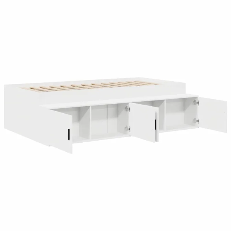 Lovos rėmas su stalčių Balta 100 x 200 cm Apdirbta mediena